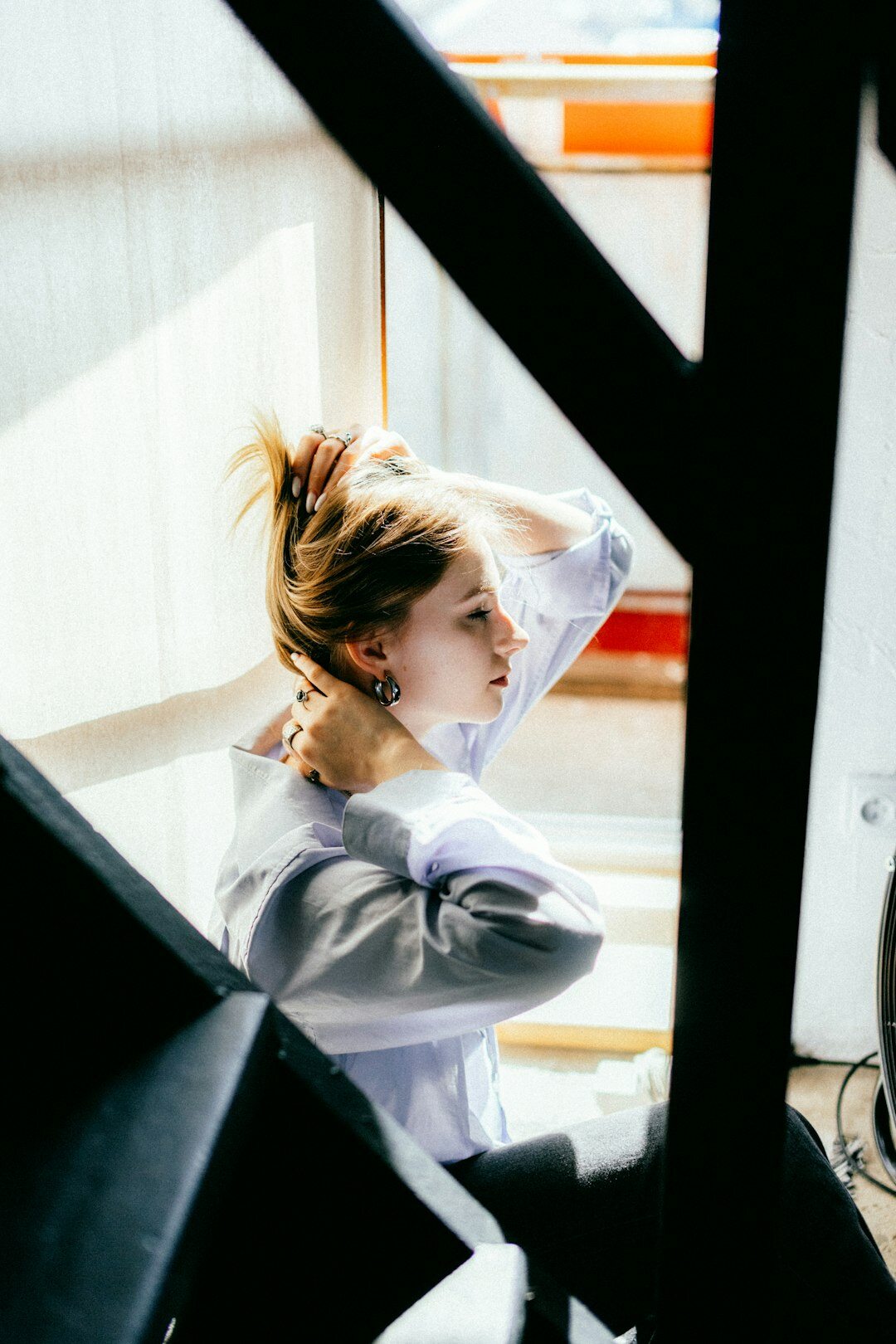 employees doing desk stretches